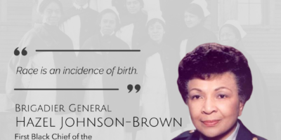 Race is an incidence of birth - quote from Brigadier General Hazel W. Johnson-Brown, the first Black General in the history of the US military.
