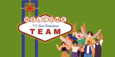 A welcome sign with a group of team members effectively onboarding new leaders